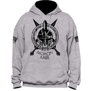 Hoodie For Men Molon Labe Spartan Helmet Warrior USA American Flag Patriotic - Picture 1 of 6