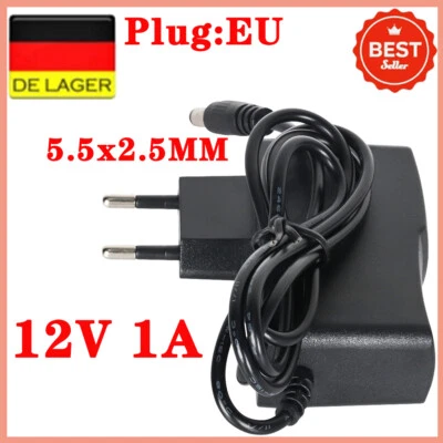 MARKENLOS Netzteil Ladegerät 12V 1A Power Supply AC/DC Adapter 5.5x2.5MM