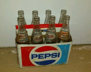 Vintage 8 Pack of Pepsi Cola Bottles w Cardboard Holder 16fl ounce! - Picture 1 of 5