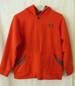 Under Armour Youth Zip Front Hoodie Jacket Fleece Lined Orange YLG #11149 - Picture 1 of 6