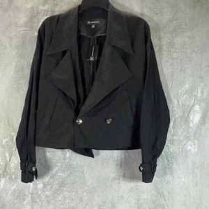 INC International Concepts Women's Deep Black Double-Breasted Jacket SZ S - Picture 1 of 9