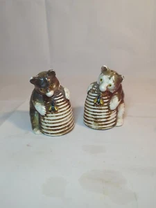 Shaker sale e pepe vintage in gesso orso marrone miele alveare 3,25" - Foto 1 di 11