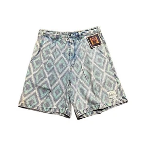 Vintage Quiksilver Shorts Men’s 30 Denim Jean AOP Tribal Pattern Surf Skate 90s - Picture 1 of 8