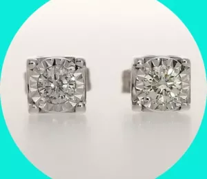 Diamond Stud Earrings .45CT 14K WG Round Brilliant Studs - Picture 1 of 6