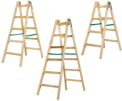 Leiter Doppelstufenleiter Stehleiter Holzleiter Malerleiter mit 4 5 6 Sprossen - Bild 1 von 3