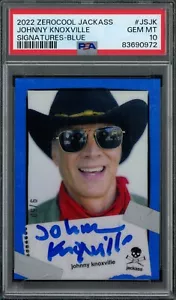 2022 Zerocool Jackass Johnny Knoxville Blue Signatures On-Card Auto 9/50 PSA 10 - Bild 1 von 2