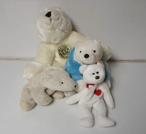 Polar Bear Plush lot of 4 beanie baby - Picture 1 of 5