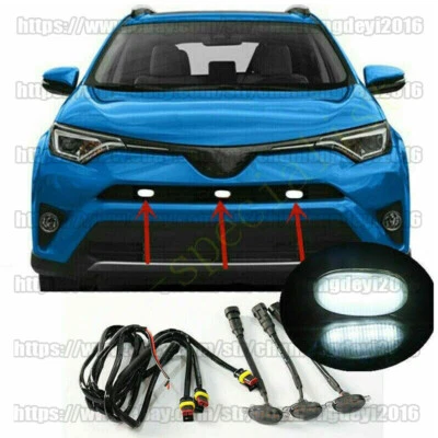 3pcs For Toyota RAV4 2014-2018 Front Grille White LED Light Raptor Style Cover - Image 1 of 4