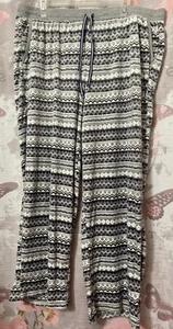 NAUTICA Pajamas Adult X-Large Gray Aztec Print Fleece Pajama Lounge Pant Women - Picture 1 of 13