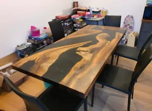 Luxury Black Epoxy Resin Dining Table – Modern Handmade Epoxy Furniture unique t - Picture 1 of 8