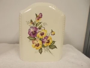 Athena Yellow Purple Violas Flowers Porcelain Bathroom Square Box Tissue Holder - Picture 1 of 6