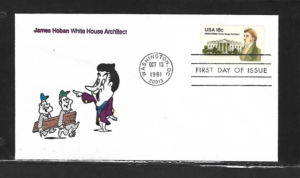 USA HAND PAINTED JAMES HOBAN 1981 RICHARD ELLIS ANIMATED FDC + CACHET - Image 1 of 1