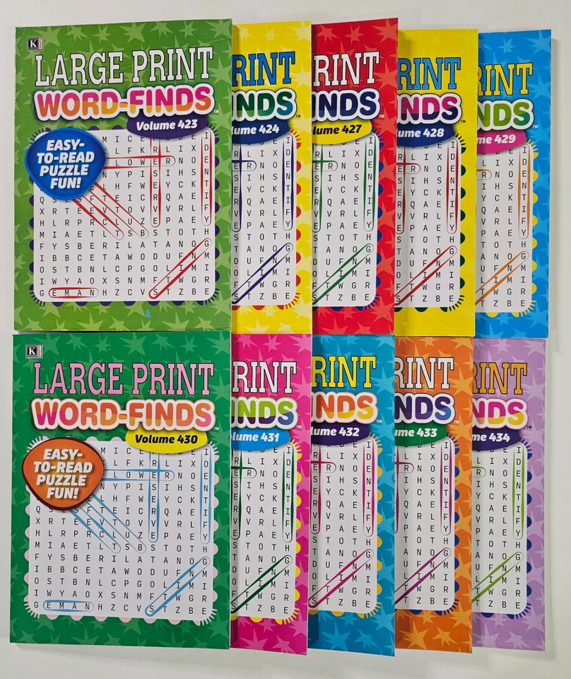 8 Large Print Word-Finds Puzzle Books Kappa Games Vol #395-402 Search Hunt