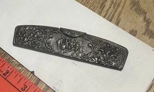 Peine de pelo vintage Dinamarca de metal plateado con estuche - Imagen 1 de 9
