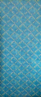 Small Pink Flowers on Green Vines on Bright Blue Wallpaper by Brewster  41343 - Image 1 of 4