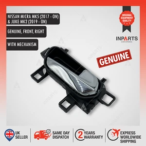 Interior Door Handle Right O/S For Nissan Juke (2019 On) Micra (2017 On)-Genuine - Picture 1 of 12