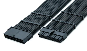 24pin ATX Motherboard 30cm Black Sleeved Extension + Cable Combs for DIY PC Case - Picture 1 of 25