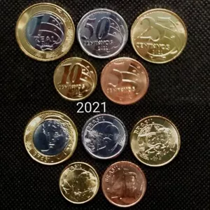 Brazil, 2021, Set of 5 Different Coins, from 0.05 - 1 REAL of 2021 Bi-Metal - Picture 1 of 1