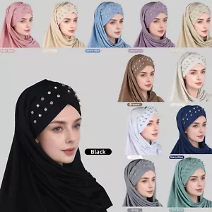 Sciarpa lunga hijab istantanea donna musulmano cofano turbante copricapo foulard islamico - Foto 1 di 34