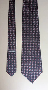 GIORGIO ARMANI Cravatte Silk Tie Dark Blue with Red Micro Paisley Pattern - Picture 1 of 6