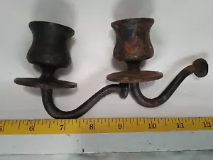 Cast Iron Drawer Pull Candle Holders Set of( 2)  Vintage Antique - Picture 1 of 5