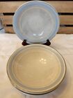Fascino Stoneware Japan Set Of 3 Soup / Ceral Bowls Blue And Green Stripe 6 7/8&quot;