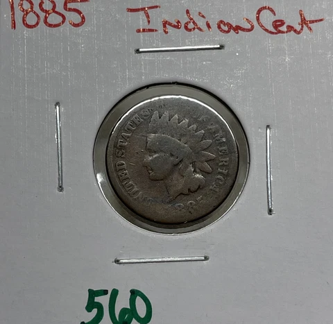 1885  Indian Head Cent / Penny 1c Actual Coin In Photos Cover
