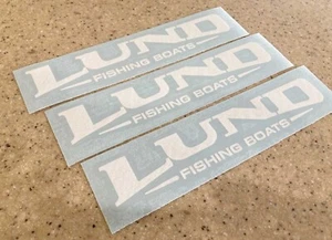 Lund Vintage Fishing Boat Decals White Vinyl 8 Inch 3-Pak + FREE Shipping! - Bild 1 von 1