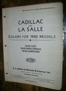 1940 CADILLAC & LaSalle La Salle DuPont car auto Paint Chips booklet -Good - Picture 1 of 2