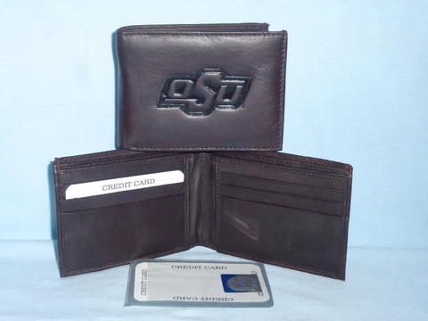 OKLAHOMA STATE COWBOYS    Leather BiFold Wallet   NEW   dkbr 3s Cover