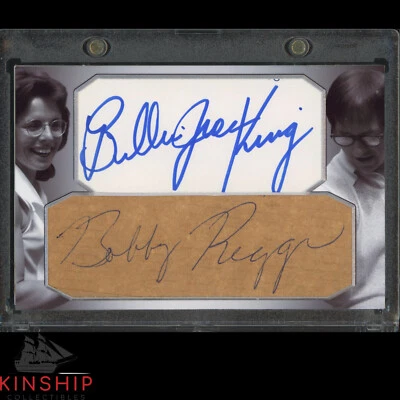 Billy Jean King & Bobby Riggs signed Cut Custom Card JSA COA Auto Tennis Z2241 - Image 1 of 2