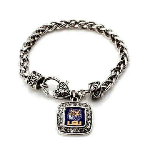 LSU TIGERS Womens Bracelet Rhinestone Embellishments Classic Braided New Cover