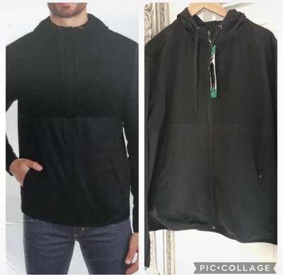 Kirkland Signature Mixed Media Lightweight Hoodie Zip up Jacket  Black/Grey BNWT - Image 1 of 4