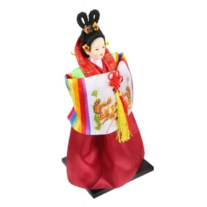 Muñeca Hanbok Estilo Coreano 12 Pulgadas Estatuilla de Tela de Seda Artesanía Tradicional Ho... - Imagen 1 de 9