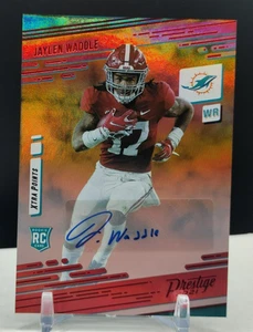 Jaylen Waddle AUTO Red Xtra Points ROOKIE 2021 Panini Prestige Miami Dolphins RC - Picture 1 of 2