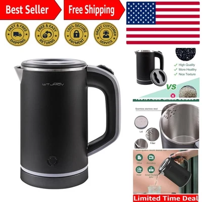 Elegante Hervidor de Viaje Portátil 0.8L, 600W Ebullición Rápida, Doble Pared Acero Inoxidable Foto 1 de 4