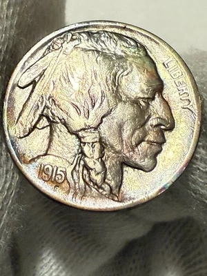 1915 P 5c Buffalo Nickel AU+++*Philadelphia Mint Early Date Coin Toned - Image 1 of 2