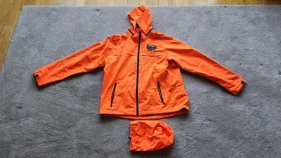 Six Flags Freight Fest High Visibility Orange Hooded Rain Jacket Size 2XL - Image 1 of 4