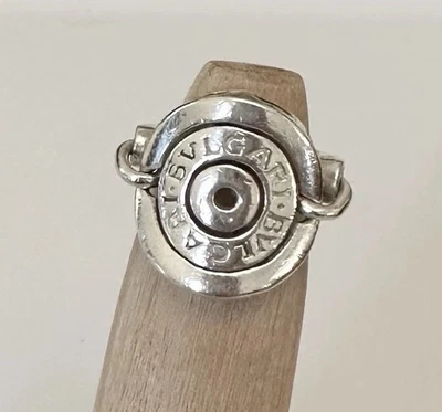 Vintage 925 Sterling Silver BVLGARI Astrale Oval Flip Ring Foto 1 de 4