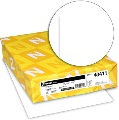 Neenah Paper Exact Index Card Stock, 94 Bright, 110 Lb Index Weight, 8.5 X 11, W