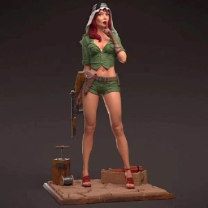 1/24 Resin Model Kit Beautiful Girl British Soldier Pin Up (with base) Unpainted - Picture 1 of 5