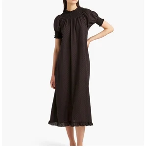 Hill House Home Größe Medium schwarz Schweizer Punkte The Caroline Nap Kleid Midi gesmokt - Bild 1 von 8