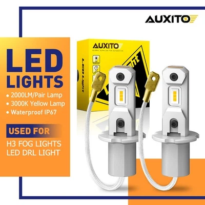 2X AUXITO H3 Yellow LED Fog Light Bulbs Headlight Lamp Conversion Kit 3000K - Image 1 of 4