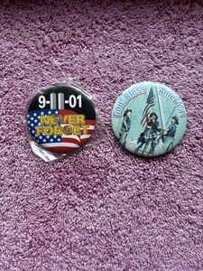 Two 9/11 Twin Towers Never Forget Pins, Firefighters - Picture 1 of 2