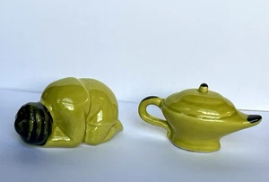 Lampada vintage verde Aladino e magia sale e pepe shaker ceramica senza tappi usata - Foto 1 di 24