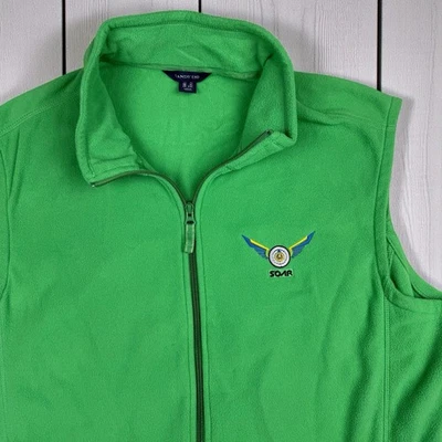 Lands’ End XL SOAR Green Fleece Vest Men’s Full Zip Embroidered Logo Aviation - Image 1 of 4