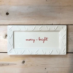 Merry Makers Neu mit Etikett "Merry and Bright" Servierplatte 15x7,5 Zuckerstange - Bild 1 von 5