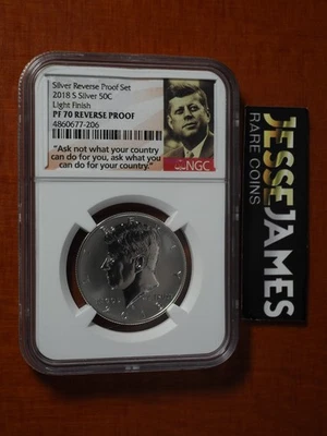 2018 S 50C REVERSE PROOF SILVER KENNEDY HALF DOLLAR NGC PF70 LIGHT FINISH - Image 1 of 2