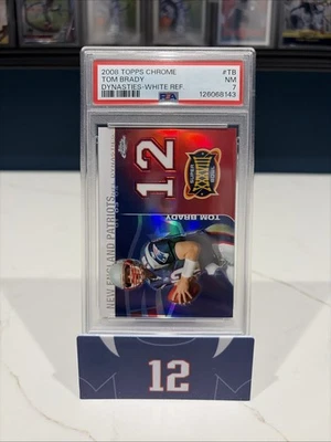 TOM BRADY 2008 TOPPS CHROME WHITE REFRACTOR /100 PSA 7 INVEST GOAT HOF MVP TB12 - Image 1 of 2
