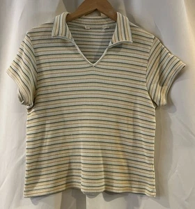 Cropped Striped Collared Preppy Top - Picture 1 of 3